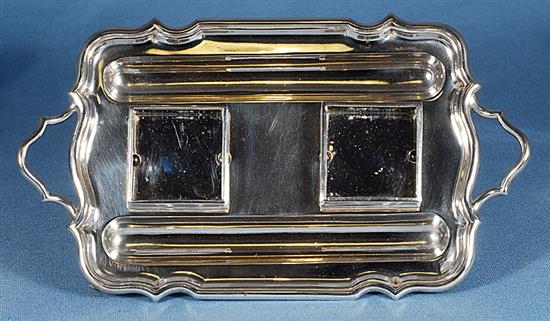 A silver inkstand, Length 216mm Width 122mm Tray weight only 9.7oz/275gr.